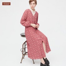 유니클로 롱 드레스 (긴팔 플라워 콘투아 데코토니에) 458916 E458916-000
