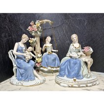 야드로인형 도자기피겨린 3종 유럽풍 스페인 도자기인형 고급선물 결혼 생일 감사, 꽃나무그네소녀