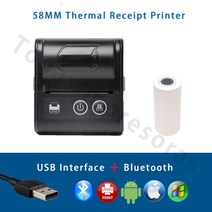 프린터 미니 열전 사 58mm 2 인치 무선 usb 영수증 지폐 티켓 용지 ios pc, 표준 프린터 bk, 영국 플러그