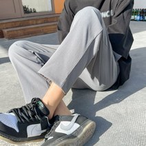 남자통바지 편한 체크무늬 빅사이즈 루즈 핏 얇은 캐주얼 바지 스트레이트 조깅 팬츠 스트리트웨어 홈웨어 플러스 사이즈 경량 크롭 여름