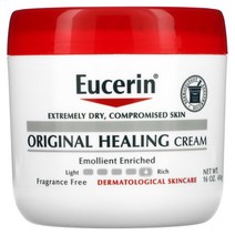 Eucerin (유세린) 오리지널 힐링 크림 악건성 손상된 피부용 무향 454g(16oz), 16 온스