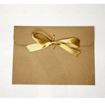 크라프트지 기프트 용돈 봉투 가로형 이쁜 리본 장식 달린 감사 돈봉투 결혼식 답례 청첩장 예단 돈 사진 어버이날 부모님 고급 현금 세뱃돈 상품권 축화혼 골드 리본색 단봉투 5장묶음