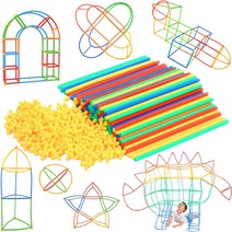 RAINBOW TOYFROG Straw Constructor STEM 빌딩 300피스 인터로킹 플라스틱 교육용 엔지니어링 블록 - 건설, 한개옵션0