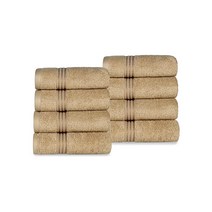 SUPERIOR 10피스 세안 수건 세트 이집트 면 로열 퍼플, Hand Towel (8-Pack), Toast
