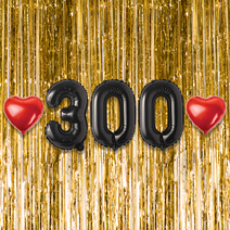 300일 이벤트 포토존 세트 아기 기념일 커플 축하 기념 숫자 풍선 하트, 10.커튼-(골드)-300(소)-블랙