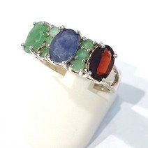블루케이 [블루케이] 에메랄드 사파이어 가넷 원석 반지 220416-06