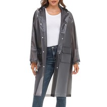 JMinger 레인코트 여성 남성 재사용 가능한 휴대용 방수 EVA 롱 레인 판초 후드 포함 블랙 그레이. 5585481282