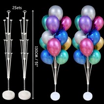 풍선아치스탠드 웨딩아치 철제아치 12 세트 열 풍선 스탠드 홀더 접착제 도트 클립 Eid 키즈 베이비 샤워 생일 웨딩 파티 장식 액세서리, 2Set  13Tubes Stand+As Picture