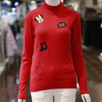 디즈니골프 F/W 가을 겨울 여성패션 여성의류 골프의류 디즈니골프웨어 여성골프웨어 여자골프의류 여자 터틀넥니트 캐릭터자수 워셔블 폴라 목티 HLN3LKCT0S91RD