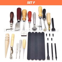 전문 손 바느질 가죽 공예 도구 키트 안장 그루버 스티칭 펀치 조각 작업 세트 DIY 액세서리용, SET F