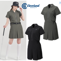 클리브랜드[NC강남] 23 S/S A라인 플리츠 나일론스판 여성 반팔 반바지형 골프점프수트