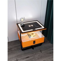 침실 스마트 LED 모듈 협탁 무선충전 베드 사이드, 화이트자물쇠38.5x40x50cm