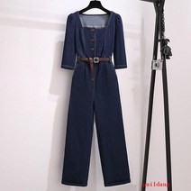 puildaug 여성용 여름 정장 여성용 허리 데님 점프 수트 슬림 넓은 다리 바지 바지