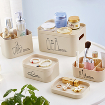 뚜껑있는화장품정리함 퍼프 화장솜보관함 화장대꾸미기 거치, CA00000133 대형-핑크