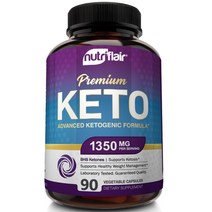 뉴트리 플레어 케토 다이어트 1350mg 케토 체중 감량 외인성 케토 지방 버너 90캡슐