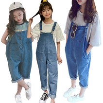 멜빵배기바지 유아복 캐주얼 데님 청바지 여름원피스 초등학생청바지 주니어의류 주니어밴딩바지
