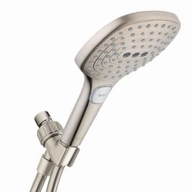 Hansgrohe Raindance Select E 쉬운 설치 12.7cm(5인치) 핸드헬드 샤워 헤드 세트 모던 3 스프레이 레인 레인에어 소용돌이 공기 주입 에어파워 포함, Brushed Nickel