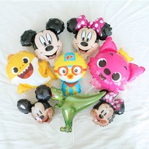 갓샵 캐릭터 공룡 뽀로로 미니 은박 막대 풍선 9종, 아기상어 막대 One