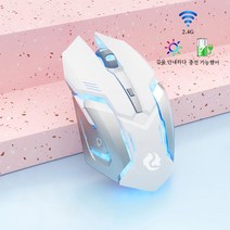 충전식 2.4g 무선 블루투스 게이밍 마우스 인체 공학적 음소거 컴퓨터 노트북용 LED 백라이트 마우스 IOS 안드로이드용, white, 2.4G wireless