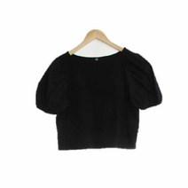 유니클로 블랙 면 소매퍼프크롭반팔티 여자 S [85] 4073