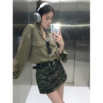 카라넥 카고 데님셔츠 코트 여성 봄옷 2023 년 홍콩무드 클래식 디자인감각 긴소매 상의