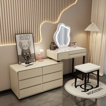 화장대 침실 모던 심플 수납장 코너 일체형 화장대, 원목 암판 + M