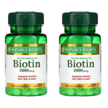 네이쳐스 바운티 비오틴 5000mcg Biotin 바이오틴 빠른 용해 퀵 디졸브 60정 2병, 2개