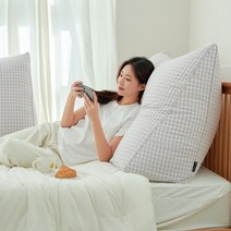 플랫화이트 삼각등받이쿠션 소형 중형 대형 특대형, 라벤더 체크