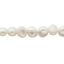 AA 화이트 담수진주 너겟 비즈 5-6mm 1줄 원석팔찌, 단품