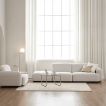 [즉시할인] 바스포르 파운드 기능성 아쿠아텍스 모듈 패브릭 소파, 크림아이보리, 3.5인용 모듈소파+스툴