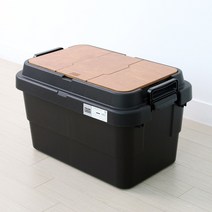 켐포바니 캠핑 수납 트렁크 카고 박스 50L   우드상판, 블랙(카고 박스)