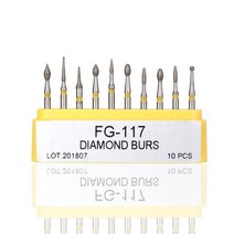 AZDENT 치과 다이아몬드 FG Burs 훈련 세트 의사 고속 핸드 피스 연마 치아 화이트닝 도구 키트 장비, 10 FG-117