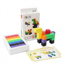 자석블럭 매직큐브 28PCS 블록놀이장난감 자석교구, 25x25x25mm 카드 포함