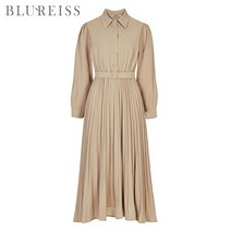 블루레이스 블루레이스 셔츠카라플리츠롱원피스_B2F1OP3151