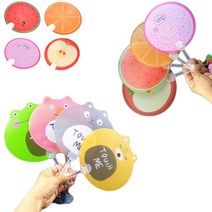 달자샵 동물 캐릭터 과일부채 손잡이 부채 손부채 3개, 3개입, 사과