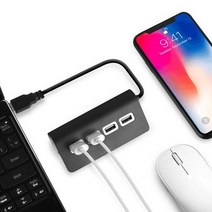 코시 USB 4포트 멀티 허브 컴퓨터 노트북 태블릿 PC 멀티탭 유에스비 HUB 확장 분배기 콘센트 추천 USB허브, 블랙