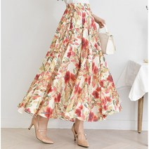 나염 플라워 롱 치마 프린트 꽃무늬 a라인 플레어/화사 스커트