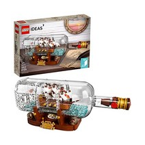 181316 레고 LEGO IdeaS 병 속의 배 92177 Expert Building Kit Snap Together 모형 배 소장용 디스플레이 세트 및 성인용 장난감(96