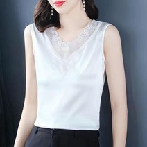 슬림핏 롱원피스 실크 여성 블라우스 셔츠 새틴 탑 레이스 자수 v넥 프린트 탑스