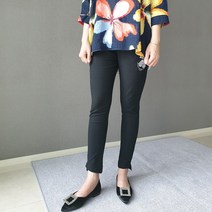 중년여성 화이트 블랙 면바지 스판 스키니 슬림핏 밴딩팬츠 아줌마바지 엄마옷 빅사이즈