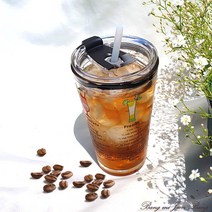 레터링 유리 빨대컵 텀블러, 레터링 텀블러