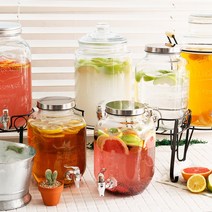 카페 물 워터 쥬스 음료 디스펜서 유리 물병, 05-4L 인퓨저