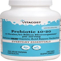 Vitacost 비타코스트 프로바이오틱스 200억 CFU 1020 스트레인 Probiotic 10 Strains 200베지캡슐