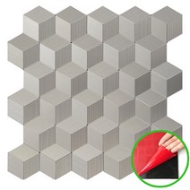 셀프 DIY 접착식 메탈 타일 (붙이는 스티커 현관 주방 벽), 24.YM-L01큐브실버