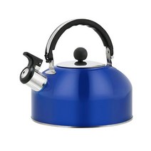 은주전자 ergonomic 핸들 스테인레스 스틸 하이킹 요리 휘파람 주전자 여행용 3l, 푸른