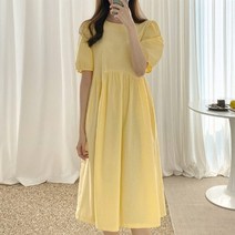 [캣츠원피스] 면 반팔소매 퍼프원피스 주머니있어요