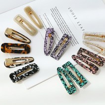 [도매큐] 헤어악세사리 헤어핀 로시 물방울 사각 집게핀 2P