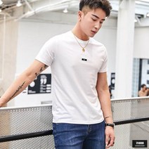 가바바 남성 반팔티 물음표 그림이 그려진 라운드 반팔티 G46478
