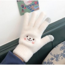 사랑스러운 곰돌이 보송보송 기모 터치 여자장갑 패션 스키 어른 촉감 선물