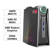 미니 PC 게임용 데스크탑 컴퓨터 라이젠 7 7735HS R9 6900HX 680M 와이파이 윈도우 11, 16G RAM 1TB SSD, UK, R7 5800U DDR4